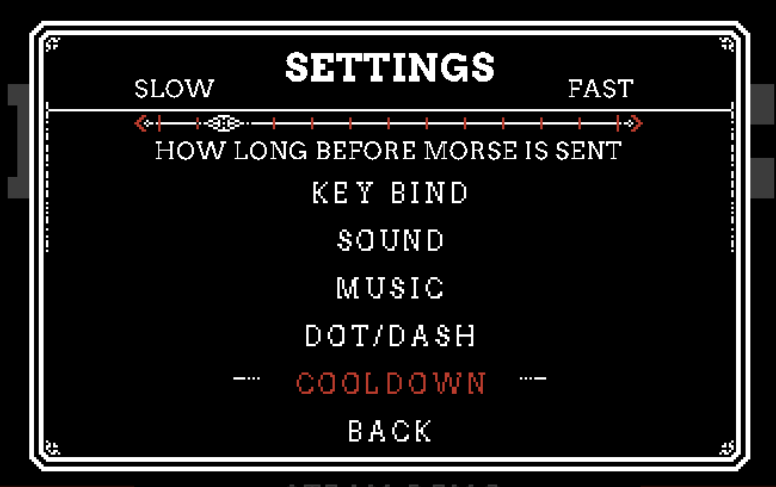 MORSE game cooldown settings