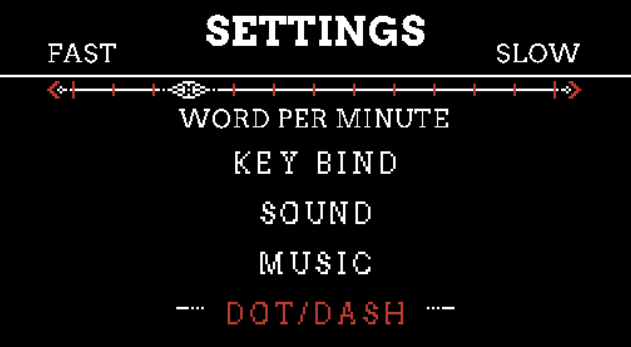 MORSE game dot/dash speed settings